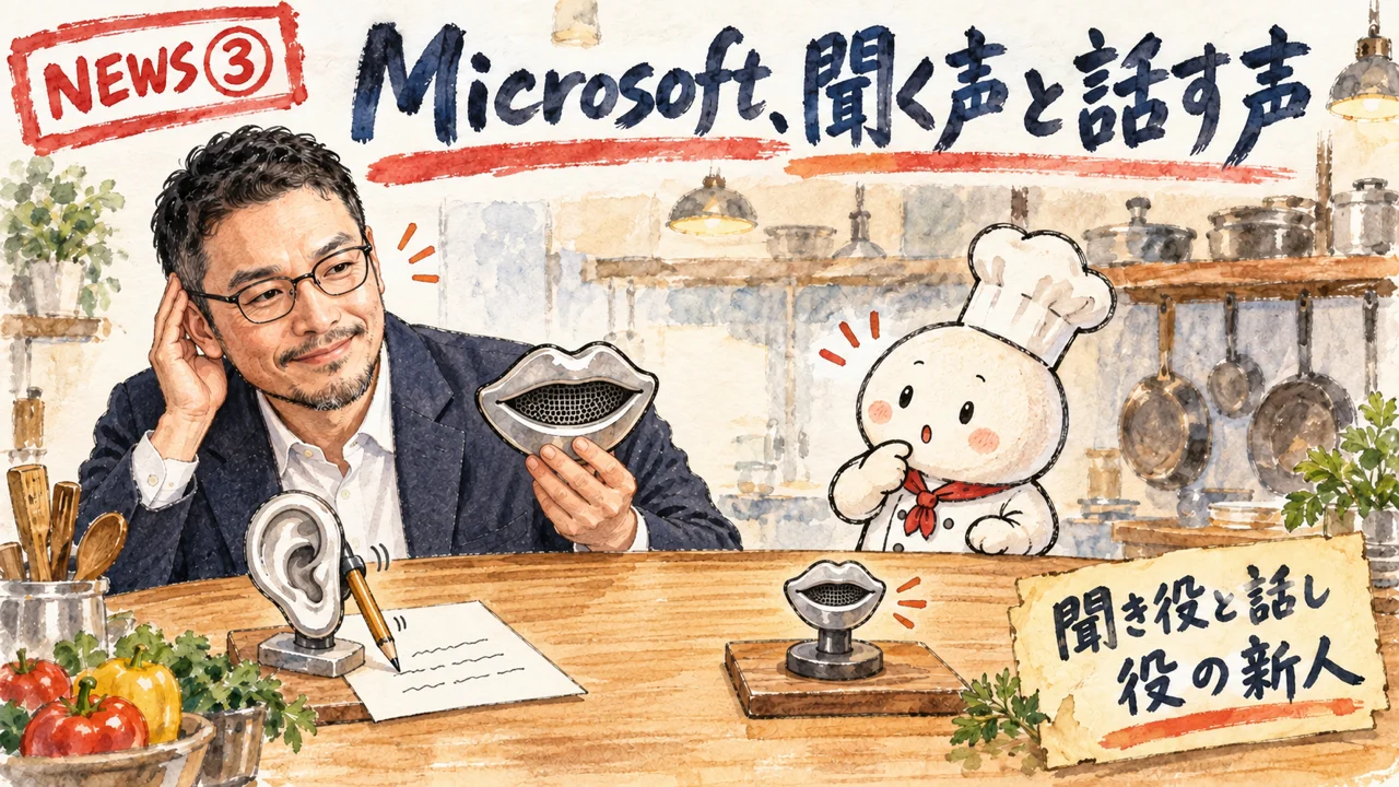 MicrosoftのMAI音声モデルのニュースを解説するひろくんのグラレコ
