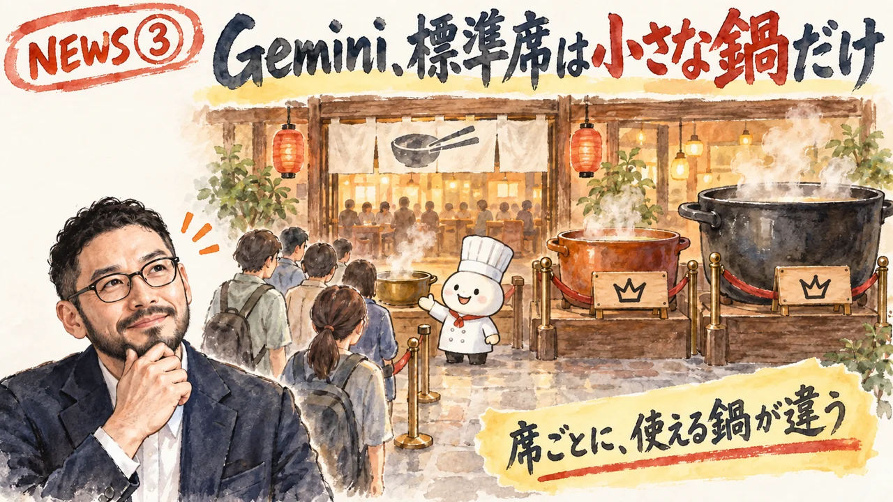 Geminiのモデル階層の変更を解説するひろくんのグラレコ