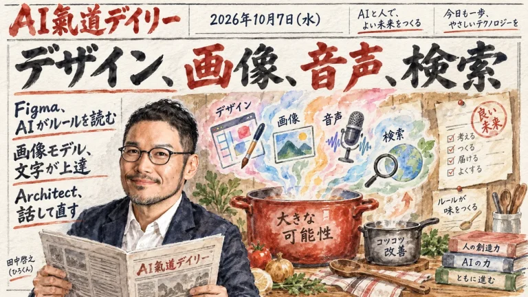 2026年10月7日のAIニュースをまとめた新聞風アイキャッチとひろくん