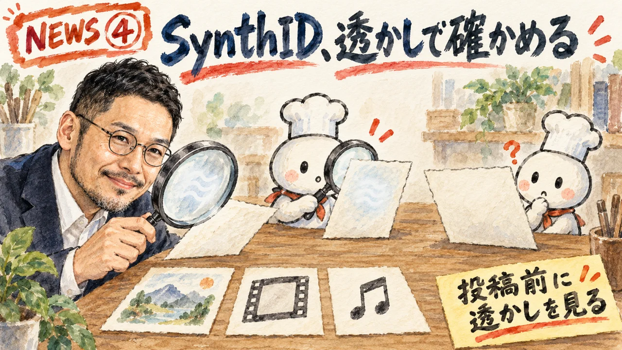 SynthID Detectorを解説するひろくんのグラレコ