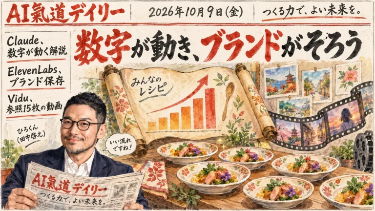 2026年10月9日のAIニュースをまとめた新聞風アイキャッチとひろくん