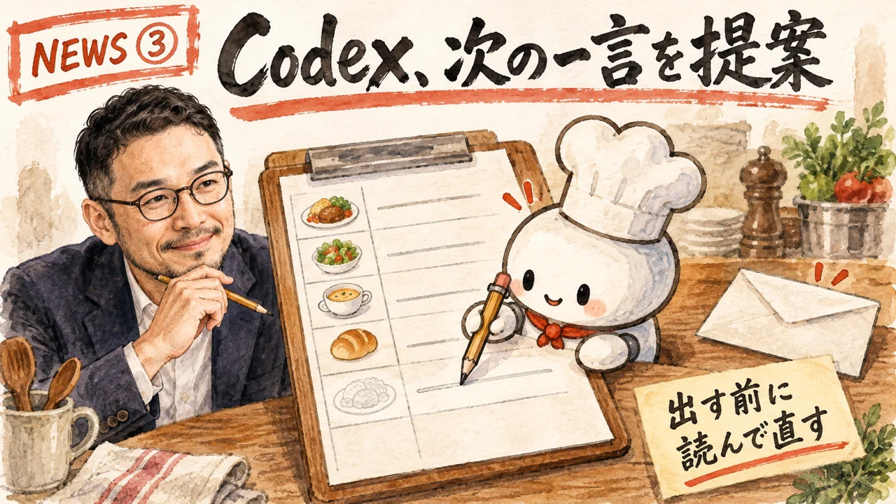 CodexのComposer predictionsを解説するひろくんのグラレコ