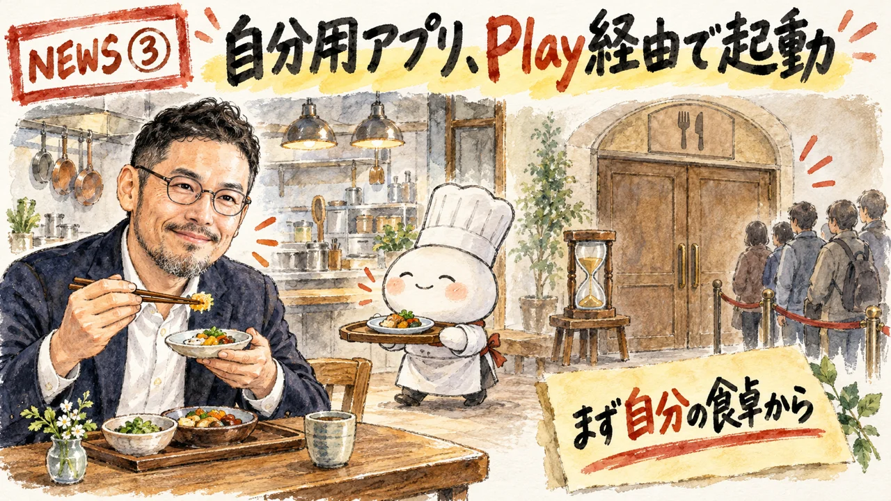 Google Playで個人用アプリを起動する流れの図解