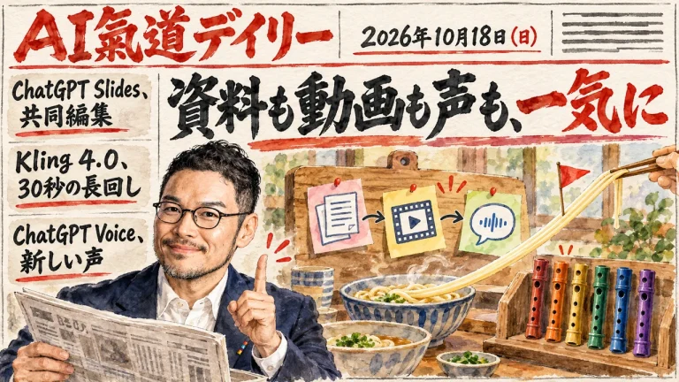 2026年10月18日のAIニュースをまとめた新聞風アイキャッチとひろくん