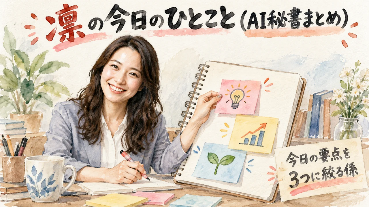 AI秘書 凛が今日のひとことをまとめるグラレコ