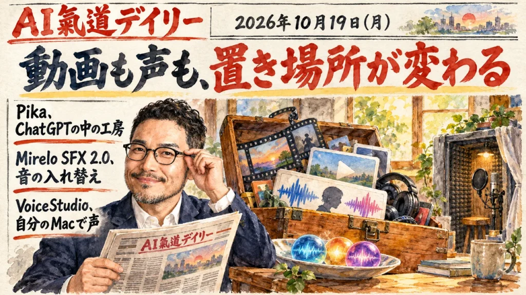 2026年10月19日のAIニュースをまとめた新聞風アイキャッチとひろくん