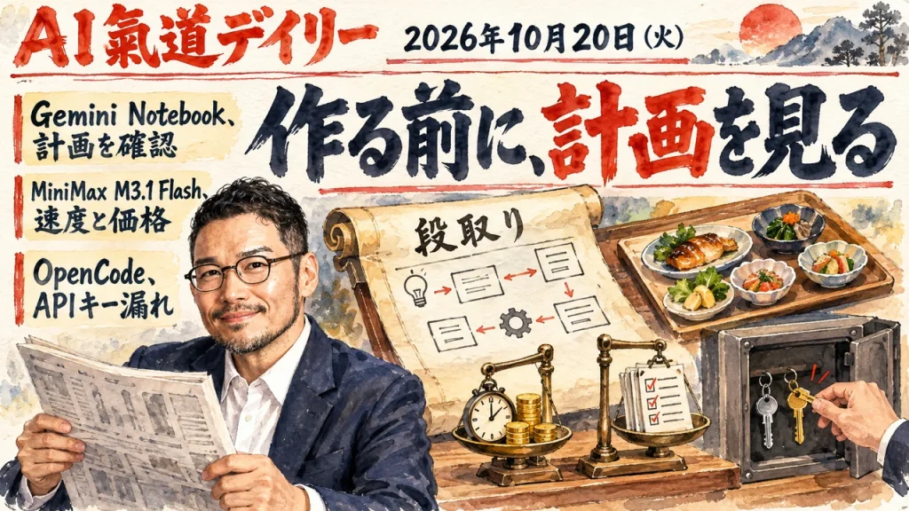 2026年10月20日のAIニュースをまとめた新聞風アイキャッチとひろくん