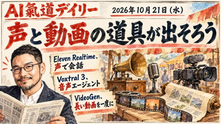 2026年10月21日のAIニュースをまとめた新聞風アイキャッチとひろくん