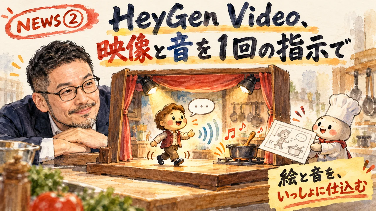 絵と音を同じ処理で作るHeyGen Videoの図解