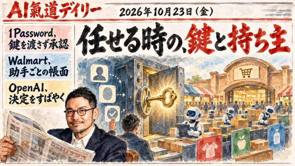 2026年10月23日のAIニュースをまとめた新聞風アイキャッチとひろくん