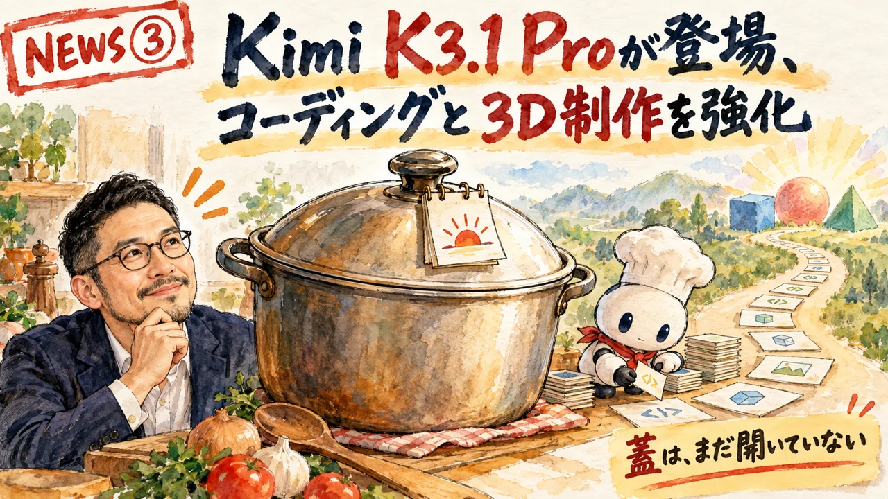 Kimi K3.1 Proの性能比較と公開予定を示す図解