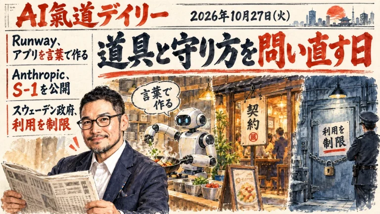 2026年10月27日のAIニュースをまとめた新聞風アイキャッチとひろくん
