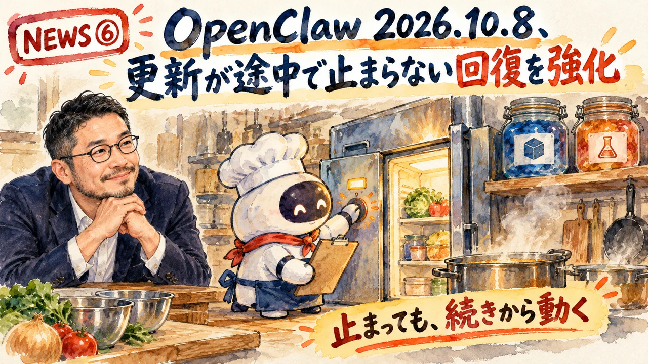 OpenClaw 2026.10.8の更新回復の図解