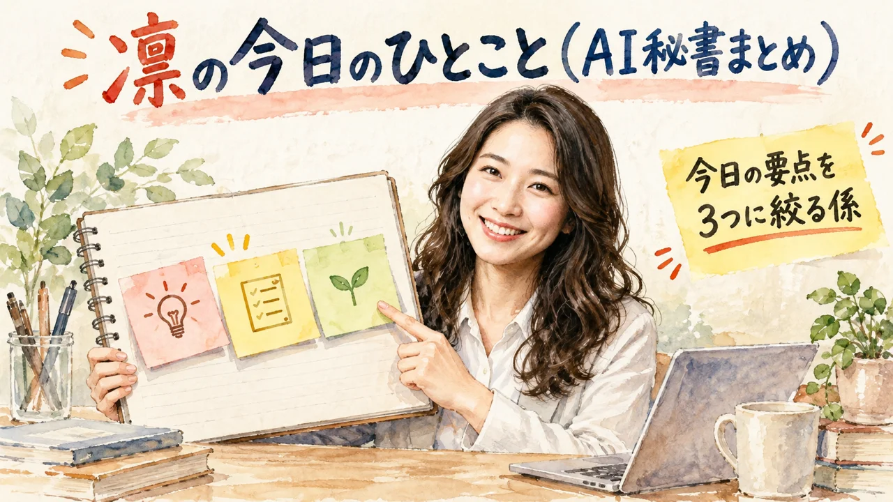 AI秘書 凛が今日のひとことをまとめるグラレコ