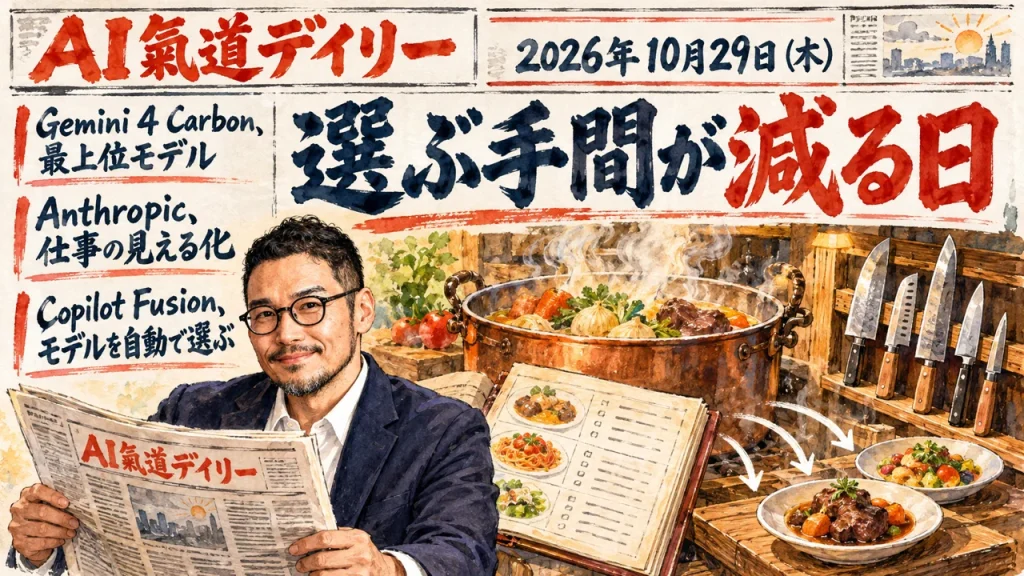 2026年10月29日のAIニュースをまとめた新聞風アイキャッチとひろくん