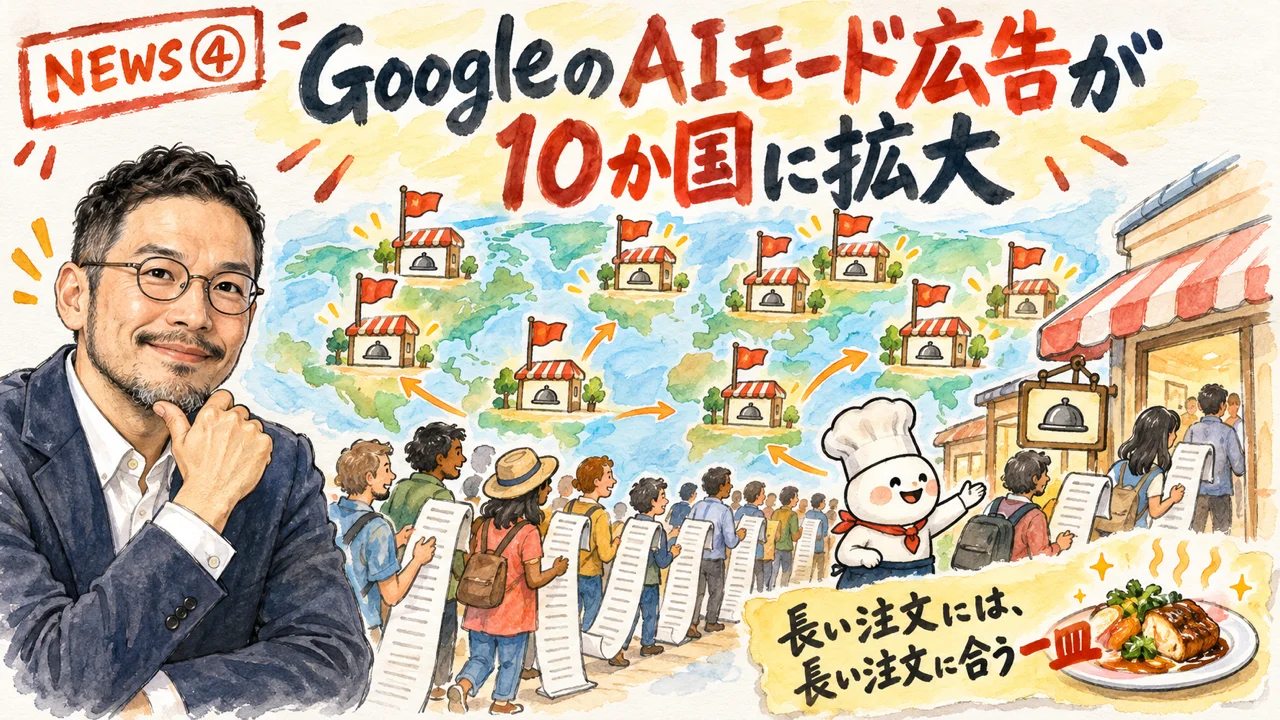 AIモードの広告が10か国に広がる図解
