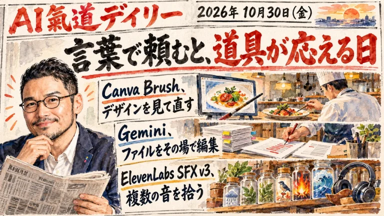 2026年10月30日のAIニュースをまとめた新聞風アイキャッチとひろくん