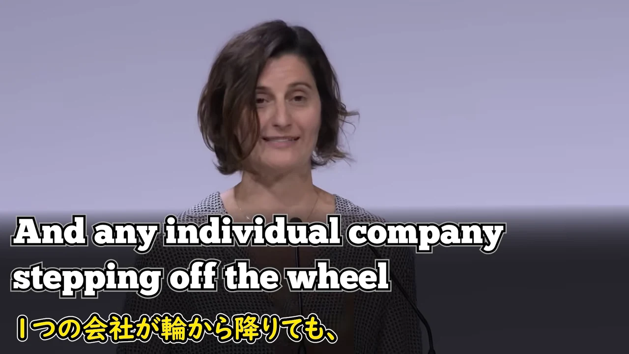 動画キャプチャ: 1つの会社が輪から降りても止まらないと語る場面（4:05頃）