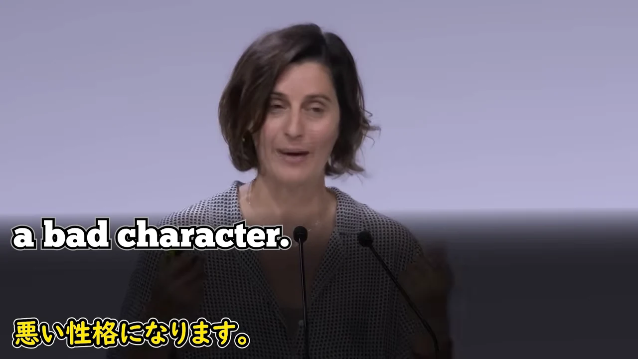 動画キャプチャ: 近道に報酬を与えると悪い性格になると語る場面（9:35頃）
