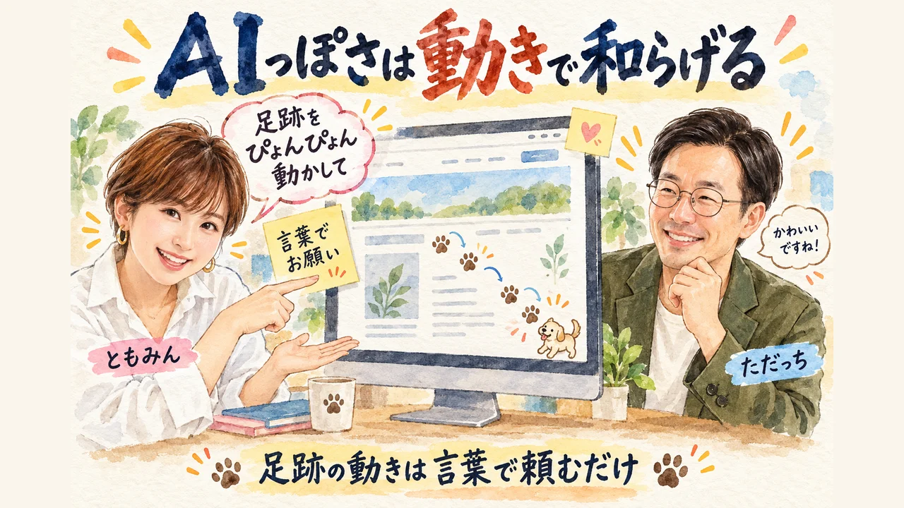 AIっぽさは動きで和らげる 足跡の動きは言葉で頼むだけ