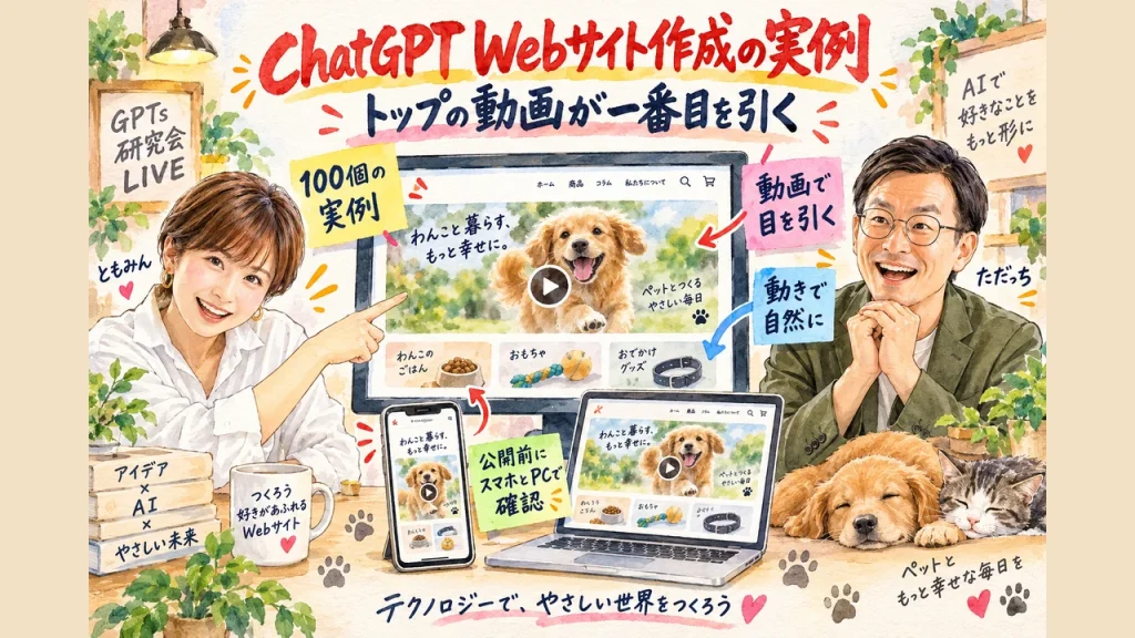 ChatGPT Webサイト作成の実例｜トップの動画が一番目を引く