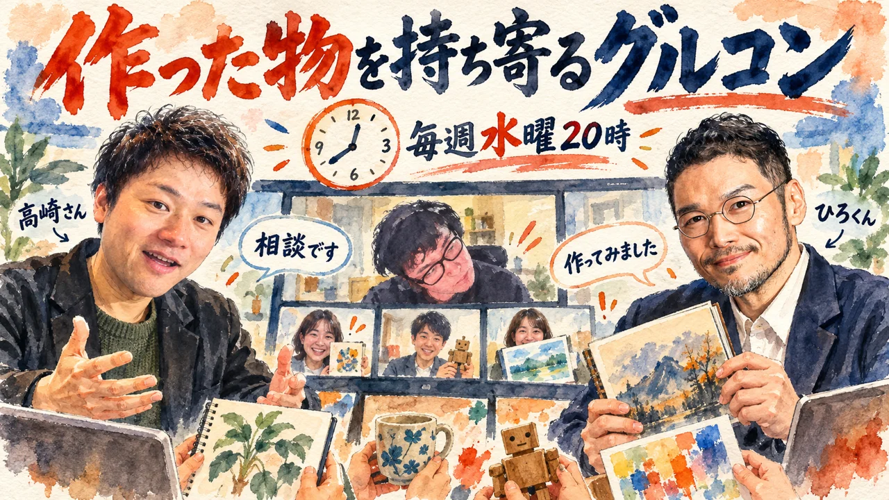 毎週水曜20時、作った物を持ち寄るアシュラのグルコン｜高崎さんとひろくんと参加者