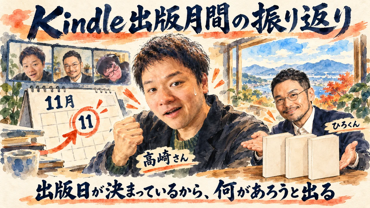 Kindle出版月間の振り返り｜11月11日の出版日に向けて走る高崎さんと励ますひろくん