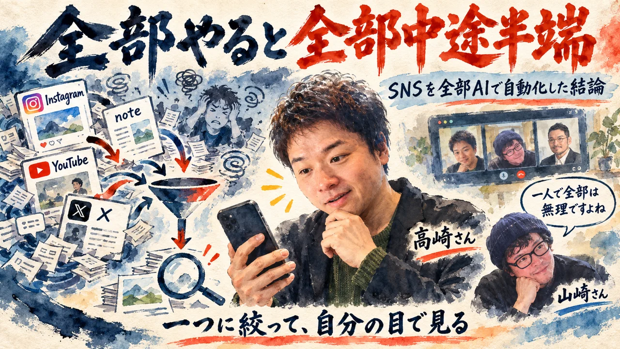 SNSを全部AIで自動化した結論は一つに集中｜高崎さんと山﨑さん