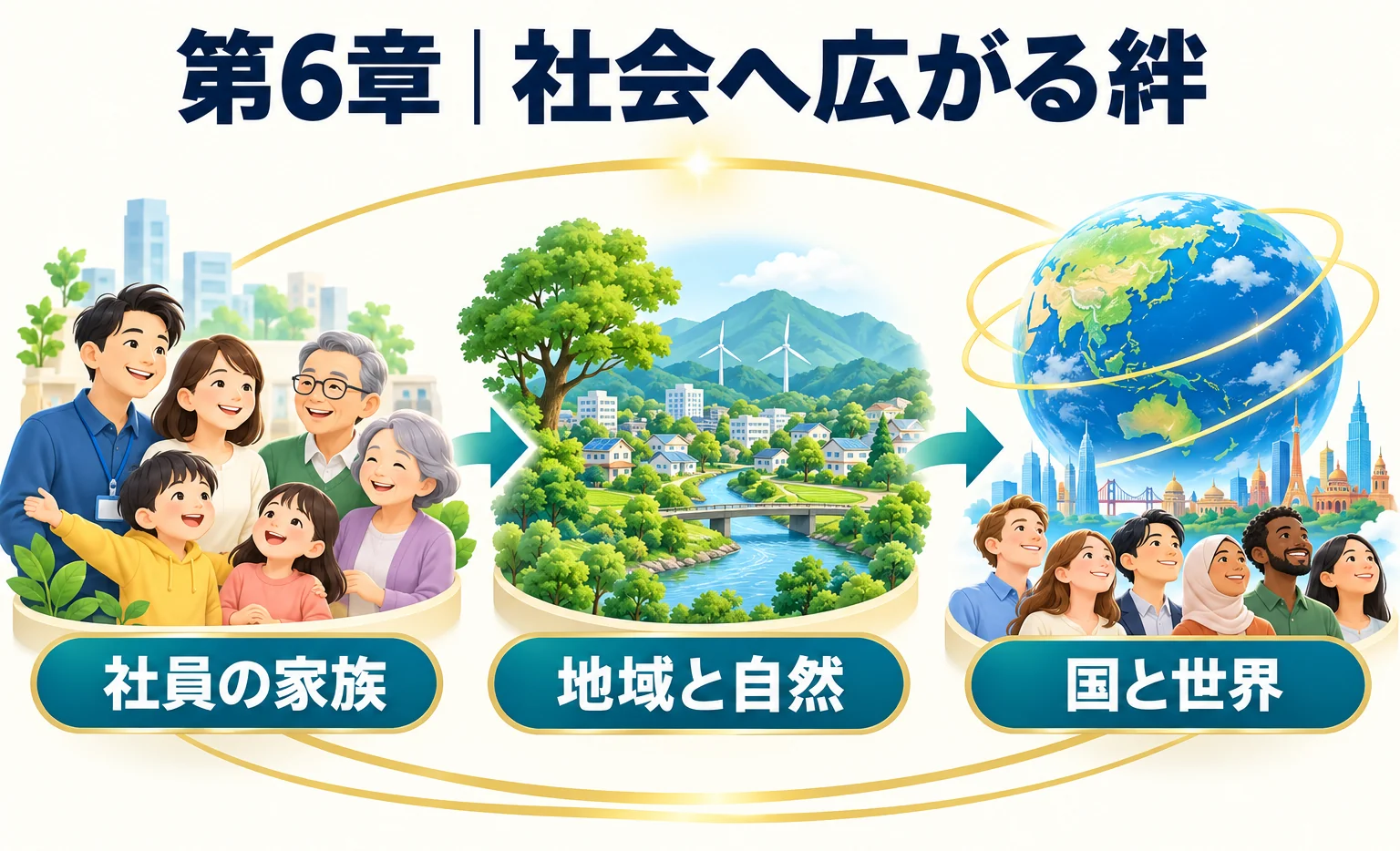 第6章｜社会へ広がる絆。社員の家族、地域と自然、国と世界