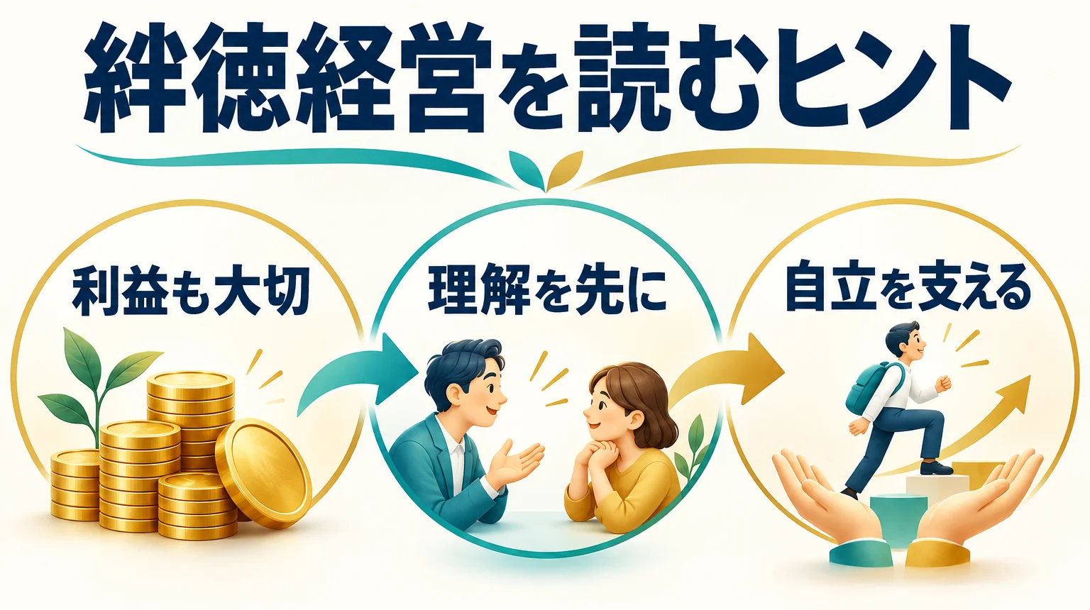 絆徳経営を読むヒント。利益も大切、理解を先に、自立を支える