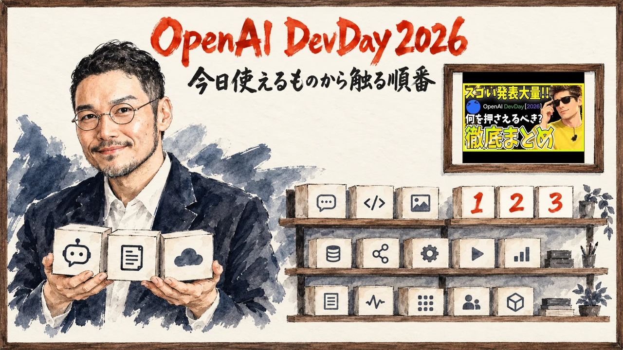 DevDay 2026の発表20超を使う順に整理の図解