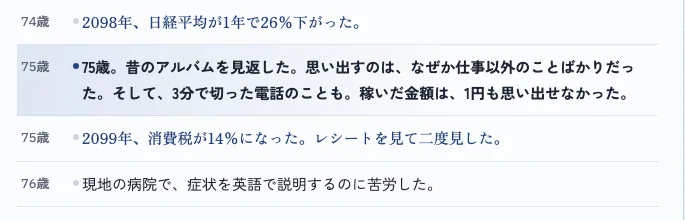 元サイトのキャプチャ: 75歳の記録。昔のアルバムを見返し、稼いだ金額は1円も思い出せなかった