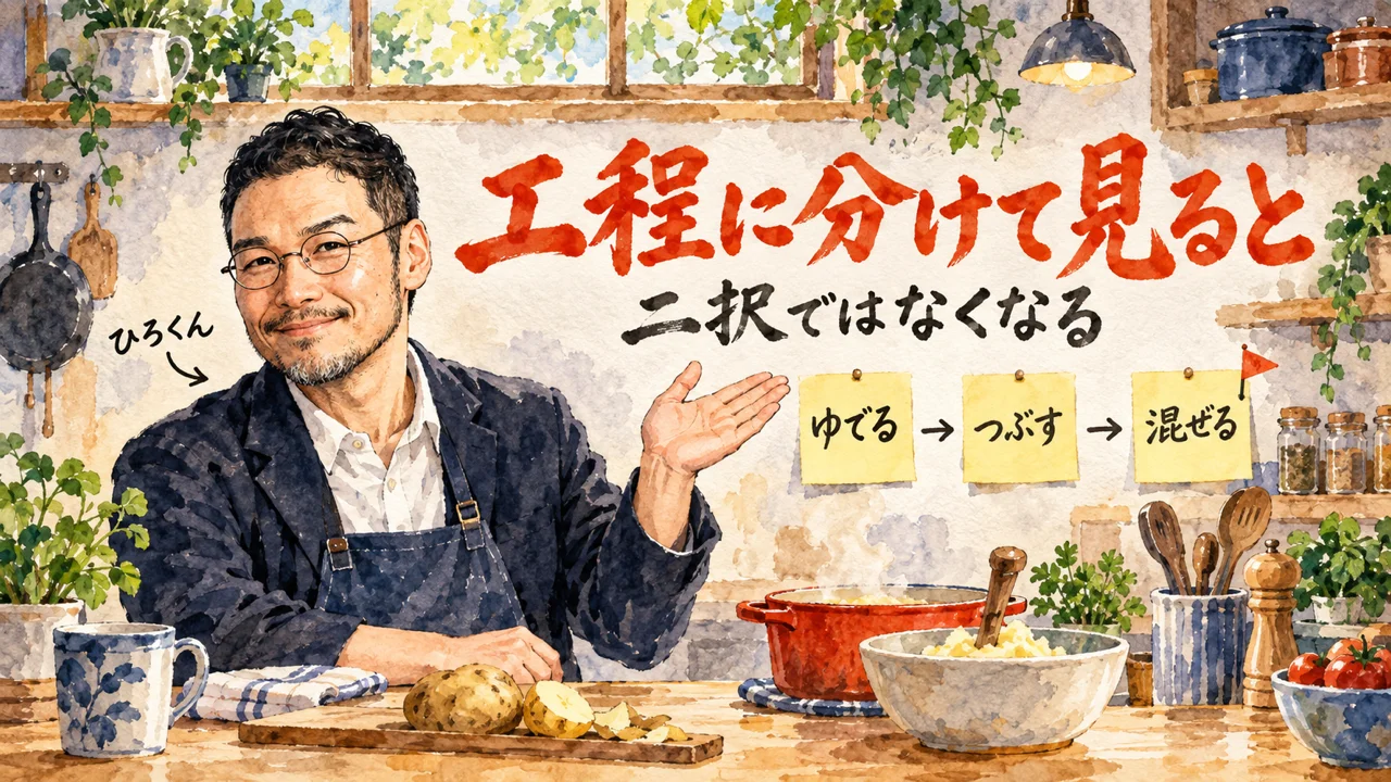 料理を工程に分けて見るの図解
