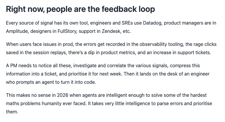 元記事キャプチャ: Right now, people are the feedback loop の節