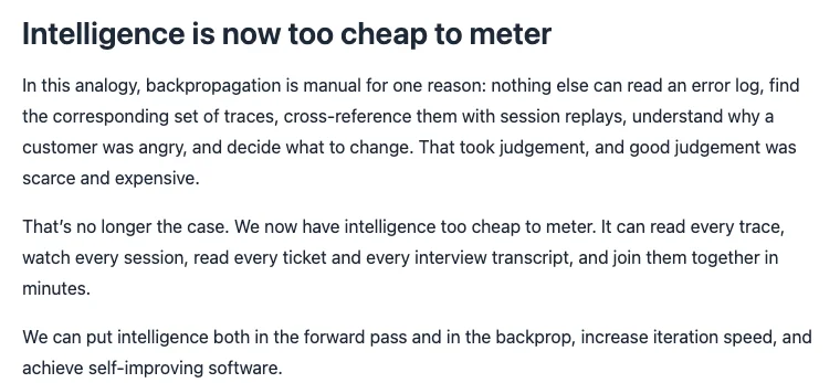 元記事キャプチャ: Intelligence is now too cheap to meter の節