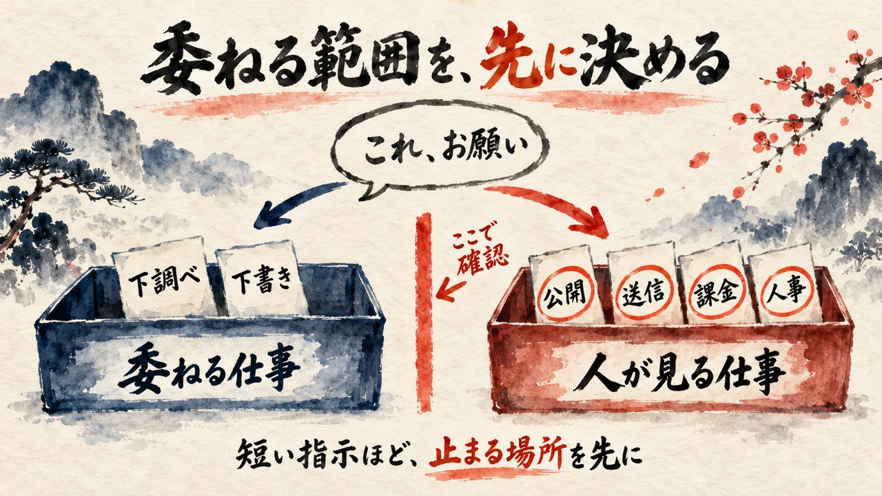 短い一言で任せる前に、委ねる仕事と人が見る仕事を先に仕分けておく