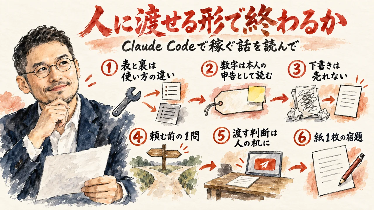 Claude Codeで稼ぐ話の読み方の図解