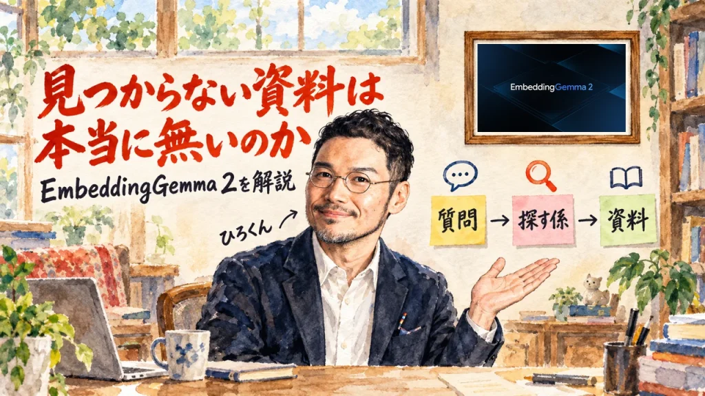 見つからない資料は本当に無いのか。EmbeddingGemma 2を解説（アイキャッチ）
