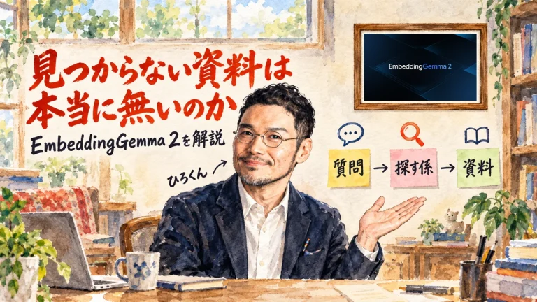 見つからない資料は本当に無いのか。EmbeddingGemma 2を解説（アイキャッチ）
