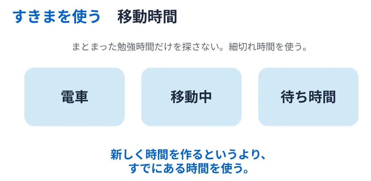 元記事キャプチャ: 23枚目、すきまを使う（電車・移動中・待ち時間）のスライド