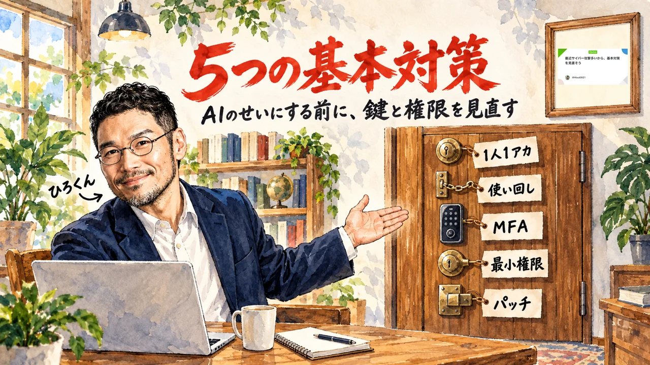サイバー攻撃と5つの基本対策の図解
