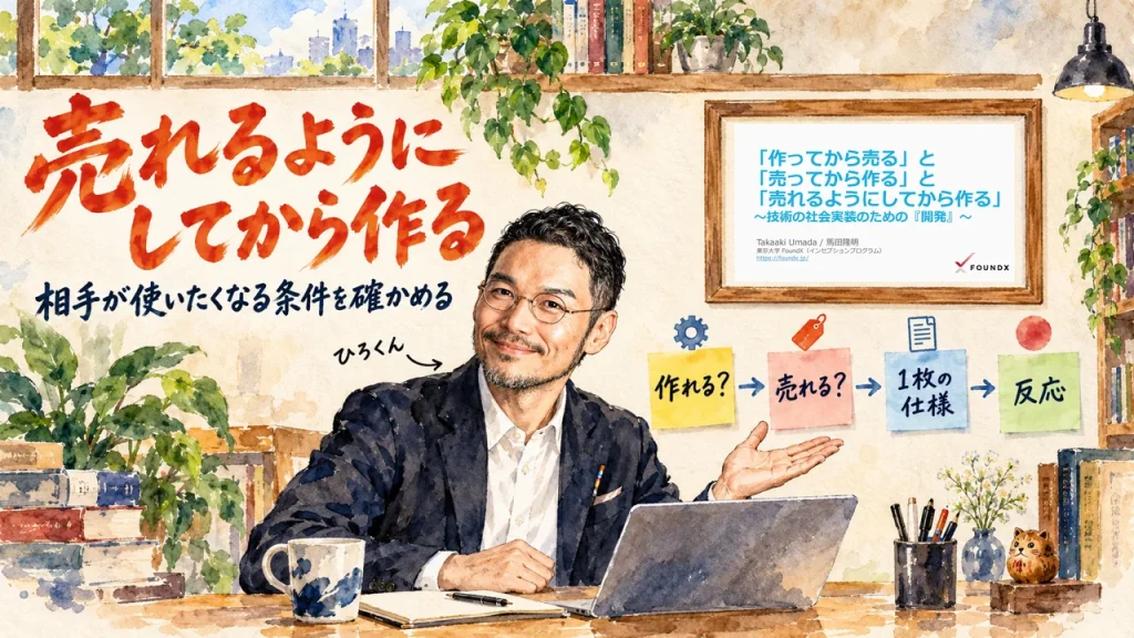 売れるようにしてから作る。相手が使いたくなる条件を確かめる（アイキャッチ）
