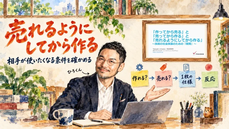 売れるようにしてから作る。相手が使いたくなる条件を確かめる（アイキャッチ）