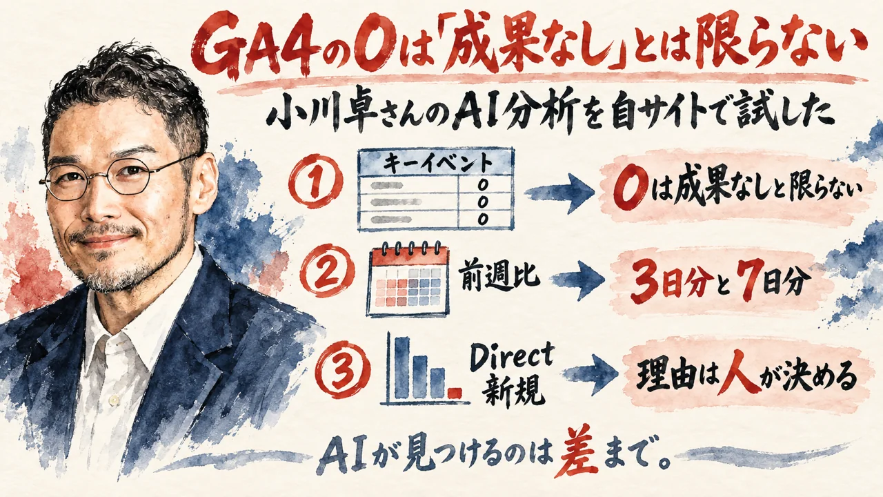 GA4の0は「成果なし」とは限らないの図解