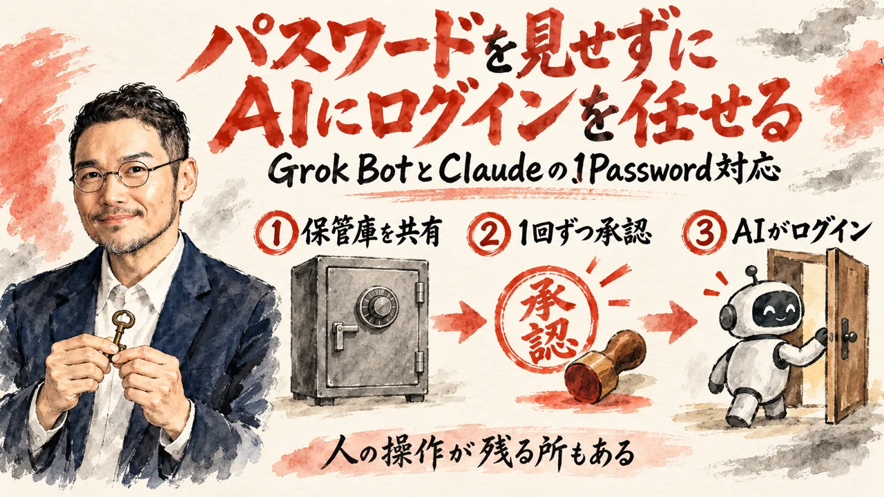 Grok BotとClaudeが1Passwordを使えるようにの図解