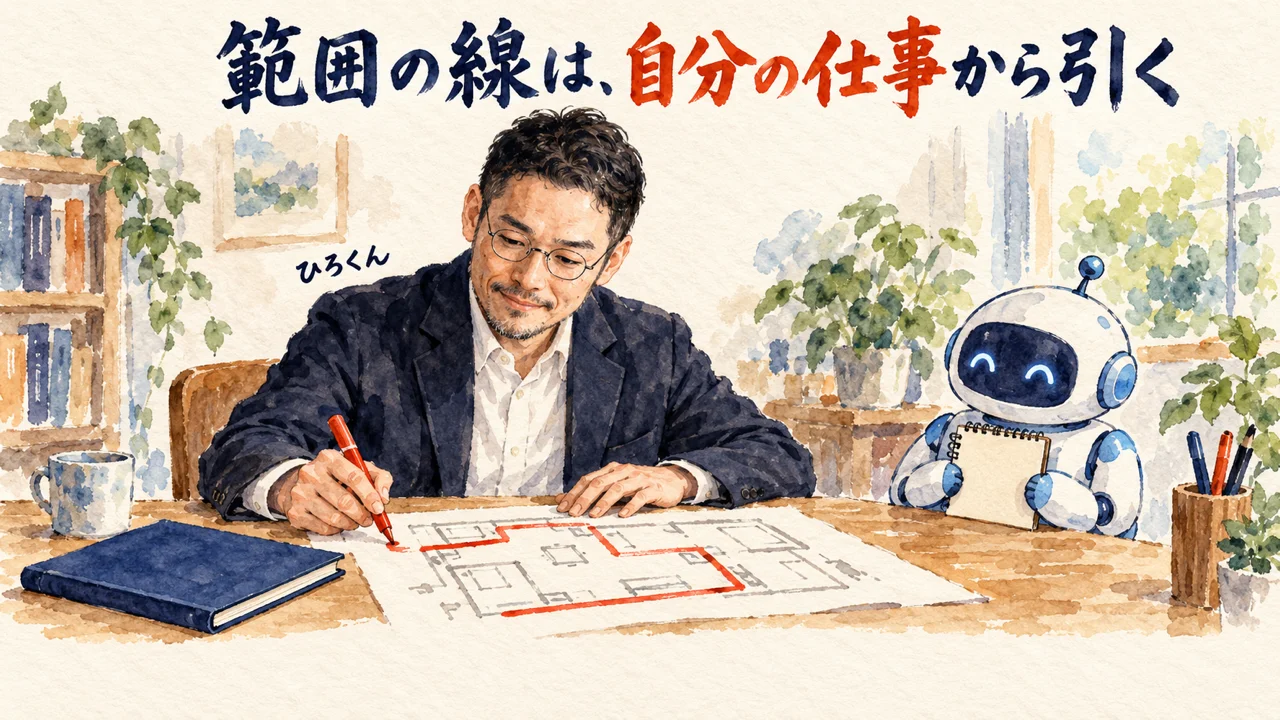 範囲の線は、自分の仕事から引く