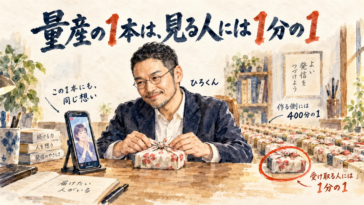 量産の1本は、見る人には1分の1。400個のお弁当と、受け取る1人を思うひろくん