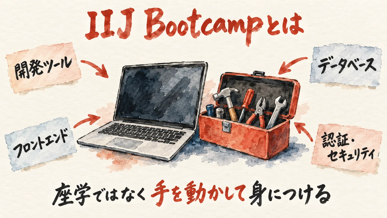 IIJの有志が8年続ける、手を動かして学ぶ新人研修IIJ Bootcampの全体像の図解