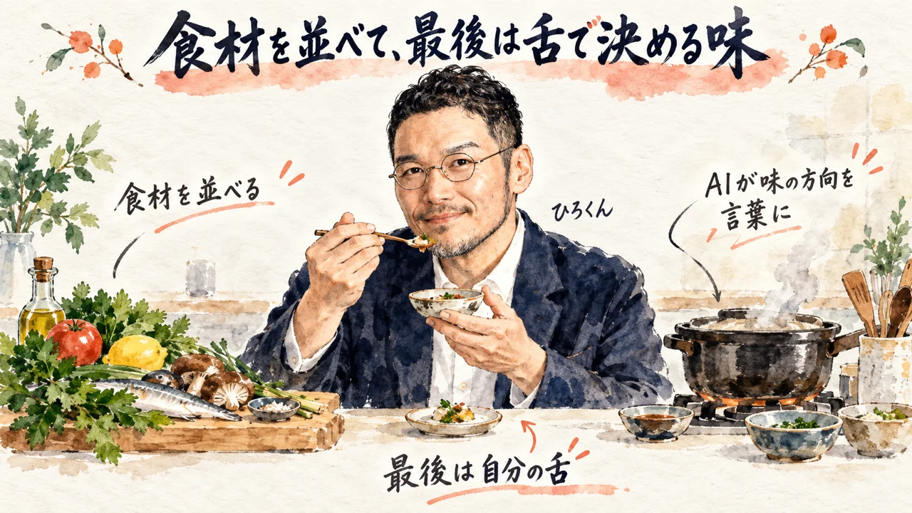 コラム：食材を並べて、最後は自分の舌で決める味。小皿を味見するひろくん