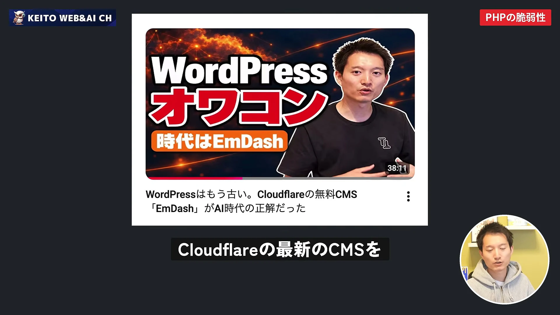 WordPressから乗り換える話が映る動画の場面